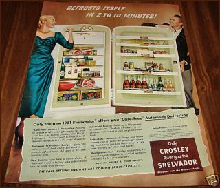 1950 CROSLEY SHELVADOR REFRIGERATOR Retro Kitchen AD