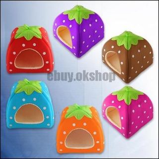   Strawberry Puppy Dog Cat Pet Home House Bed Cushion Basket + Pad Mat