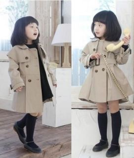 New Kids Toddlers Long Sleeve Autumn Double breasted Trench Coat Size 
