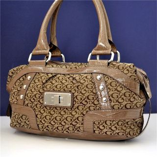 Guess Brown Taupe G Logo Enya Handbag Purse Satchel Box Bag