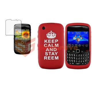 RED KEEP CALM & STAY REEM RUBBER CASE+LCD COVER FOR BLACKBERRY CURVE 