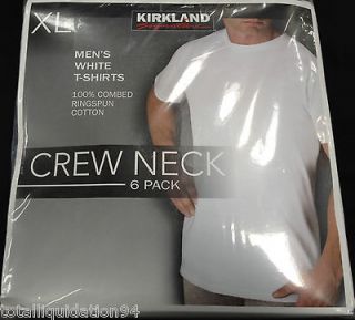 Kirkland Signature Mens 6 PACK White Crew Neck T Shirt Sizes M, L, XL