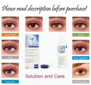 Contact solution and color case from Carl Zeiss for lenses,  