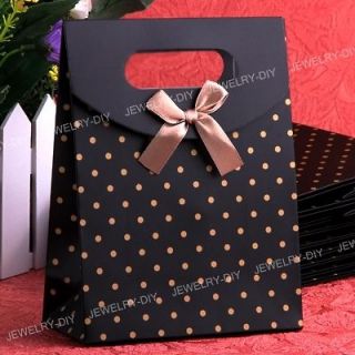   Dots Bow Black Paper Carrier Gift Present Package Bags Party 6.5x4.9