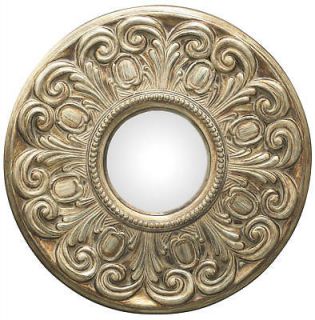 Round Convex Distressed Bronze/Gold Rococo Mirror 23x23