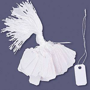 100 White Jewelry Price Label Tags With String