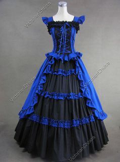 Victorian Gothic Lolita Cotton Dress Ball Gown Prom Reenactment 085 L