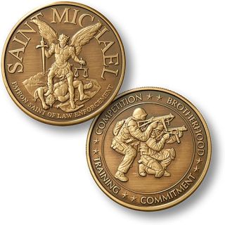 Saint Michael   SWAT 2 Bronze Antique Law Enforcement Challenge Coin
