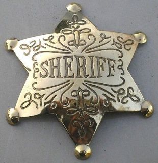 Ornate Brass Sheriff Old West Police Badge Ranger Marshal New