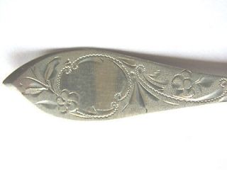 ANTIQUE NORWAY SILVER SPOON .830 S ENGRAVED 9 11 1900 P.J.P. FLORAL 