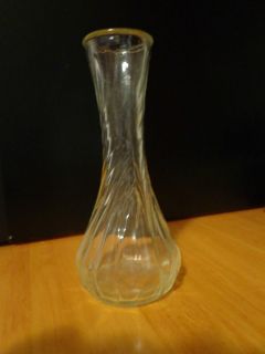 Vintage Hoosier Glass 6 Inch Swirl Glass Bud Vase # 21 # 4064 