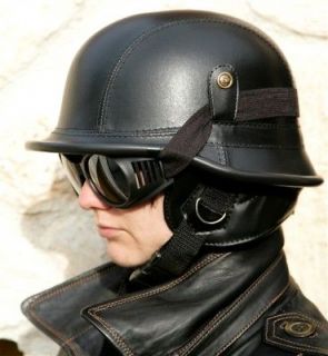Motorcycle moto black German 2WW WWII Vintage retro helmet goggles eco 