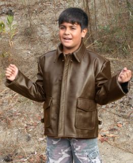 Kids Indiana Jones Style Leather Bomber Jacket (K INDY)