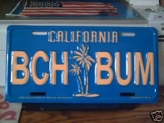 CALIFORNIA BEACH BUM Aluminum Novelty License Plate