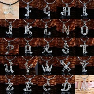   Alphabet Letter Silver Plated Hollow Pendant Charm For Necklace