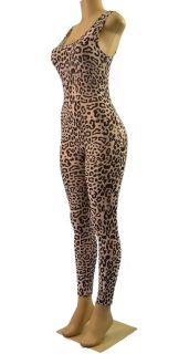 Celebrity Style Sexy Woman Leopard Print Cat Suit Spandex Skinny Leg 