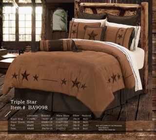 Western Rustic Lodge Embroidered Triple Star Barbwire Comforter 