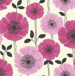fine decor poppie wallpaper white with pink and black location
