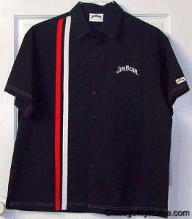 Jim Beam Licensed Mens Black Embroidered Short Sleeve Button Down 