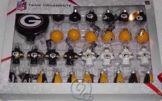 Green Bay Packers NFL Football Christmas Ornament Blown Glass 31 pack 