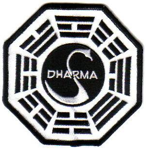 Lost TV Series Dharma Project W/B Swan Logo Patch, NEW UNUSED