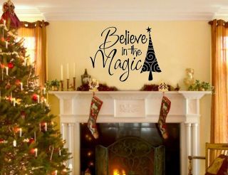 Large Christmas wall graphic mural decal Believe in the magic 