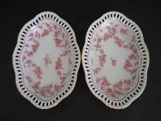 Schumann Germany Small Oval Bowls/Dishes~R​eticulated Rims w/Gold 