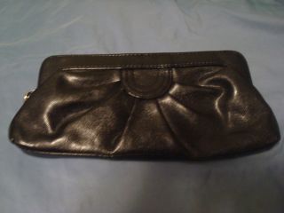   handbag purse evening clutch black leather small size magnetic lock