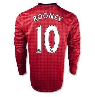 Nike Manchester United 12/13 Rooney #10 Home Long Sleeve Soccer Jersey 