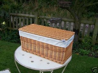 WICKER STORAGE TOY TRUNK CHEST & REMOVEABLE LINER