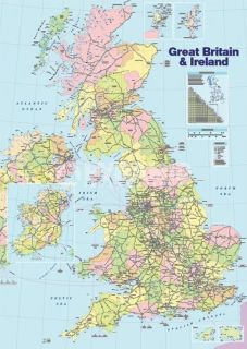MAP OF GREAT BRITAIN UK ENGLAND SCOTLAND WALES & N IRELAND POSTER 