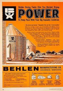 1966 Ad Behlen Manufacturing Columbus Nebraska Grain Tank Farming Silo 