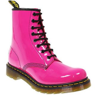 Dr Martens CLASSIC 8 EYE 1460 PATENT LEATHER ANKLE LACE UP SHOES BOOTS 