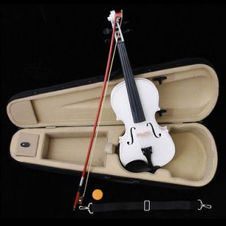 NEW 4/4 WHITE MAPLEWOOD SPRUCE VIOLIN FIDDLE with NICE CASE, STRAP 