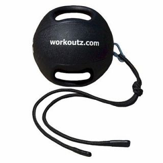 WORKOUTZ 14 LB DUAL GRIP MEDICINE BALL WITH ROPE CORE CROSSFIT FITNESS 