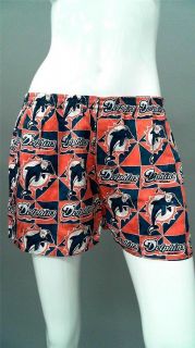   Dolphins Misses L Silk Boxer Shorts Teal Orange Team Logo Intimates