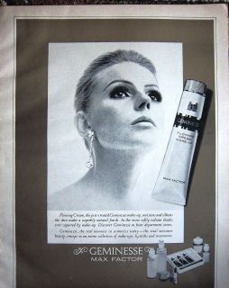 1967 Geminesse Max Factor Flowing Cream Make Up Cosmetic Beauty Ad