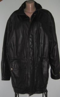 WILSONS MENS THINSULATE BLACK LEATHER COAT HEAVY ZIP OUT LINING TALL 