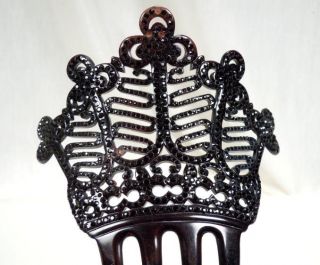 Victorian Hair Comb w/French Black Jet Faceted Beads