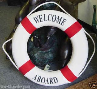 Nautical Welcome Aboard Cloth Life Ring Red 13.5 New