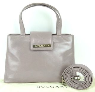   BVLGARI GRAY LEATHER MINI SHOUDER HAND BAG PURSE MADE IN ITALY
