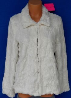 Betsey Johnson Fun Faux Fur Sparkle Sequin Coat Jacket TAGS $128