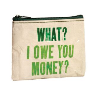 WHAT I OWE YOU MONEY Blue Q Tote Bag COIN purse wrap HAWAII Zipper Bag