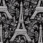 Paris EIFFEL TOWER AKIKO Fabric 6 Block PANEL Silver
