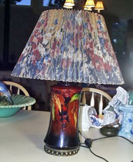 1930s William Moorcroft Tall Leaf & Berry Flambe’ Lamp Mint 