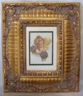 FRAMED VICTORIAN LITHOGRAPH CHILD WITH BIRD by Mabel Lucie Atwell 