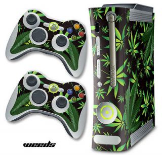   COVER DECAL FOR ORIGINAL XBOX 360 + 2 CONTROLLER SKINZ MOD WEED 420
