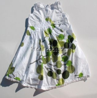 JOTTUM~Sonja White Green Dot *PLAY COND* Sleeveless Dress~116 6