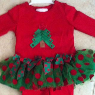 Baby Girl Christmas Outfit Bonnie Baby 6/9 Months MUST SEE Beautiful 