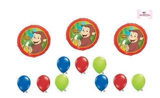 Curious George Monkey Banana Birthday Balloon Party Set Lot Foil Latex 